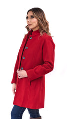 Abrigo Amanda Rojo Quemado de Lana para Mujer