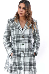 Abrigo Hassan de Lana a Cuadros Negro y Blanco para Mujer