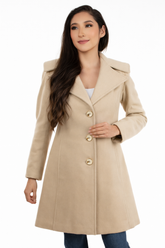 Abrigo de Lana Color Arena para Mujer | Modelo Milka Telani