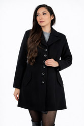 Abrigo Damaris Negro de Lana para Mujer | Elegancia Ejecutiva Telani