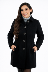 Abrigo Amanda Negro de Lana para Mujer | Elegancia Ejecutiva y Moderna