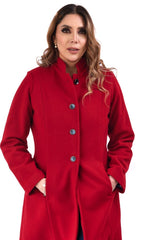Abrigo Amanda Rojo Quemado de Lana para Mujer
