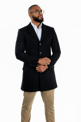 Abrigo Aldo Negro de lana para hombre con diseño elegante y corte moderno
