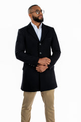 Abrigo Aldo Negro de lana para hombre con diseño elegante y corte moderno