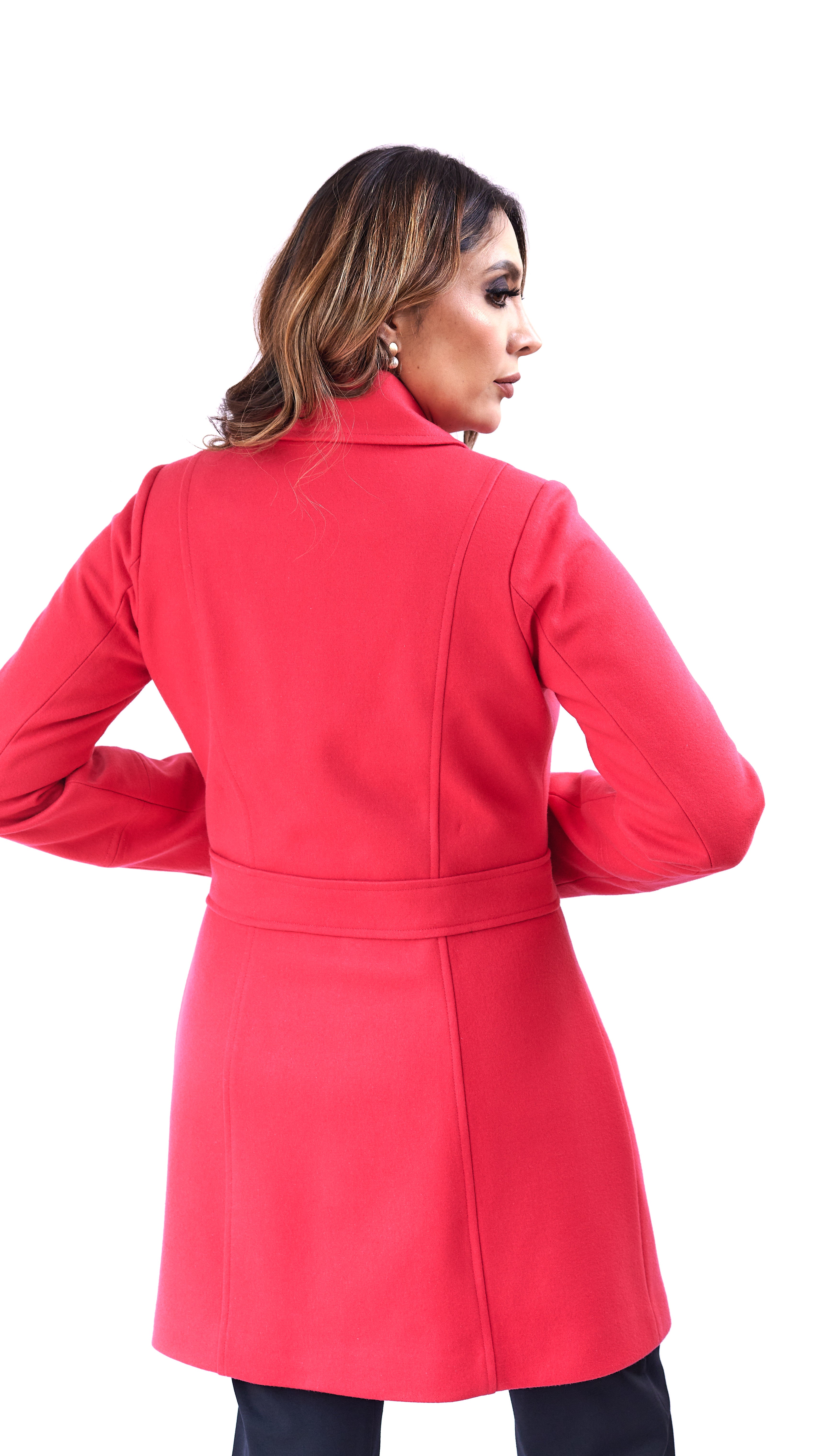 Abrigo largo fucsia elegante para mujer