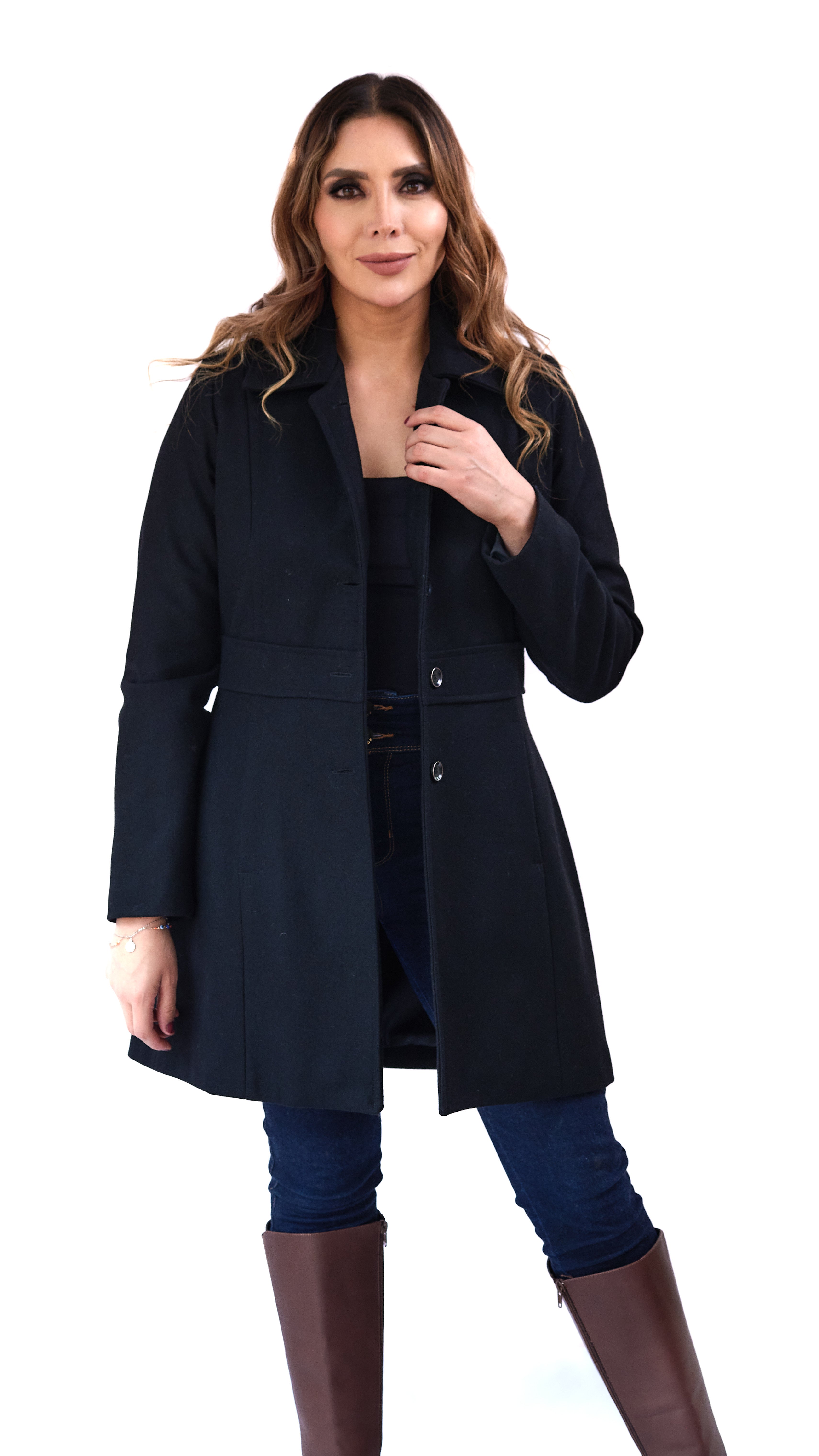 Abrigo Telani Negro de Lana para Mujer