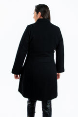 Abrigo Claudia Negro de Lana para Mujer | Elegancia Ejecutiva Telani