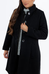 Abrigo Claudia Negro de Lana para Mujer | Elegancia Ejecutiva Telani