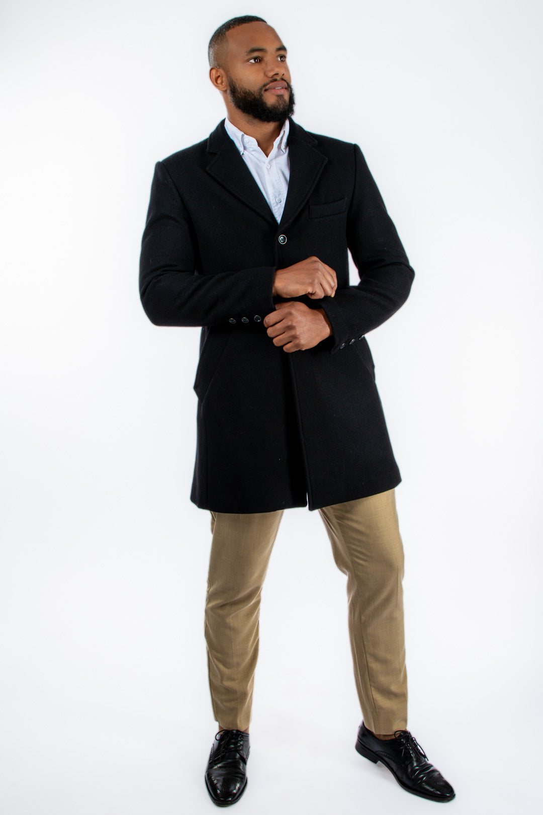 Abrigo Aldo Negro de lana para hombre con diseño elegante y corte moderno