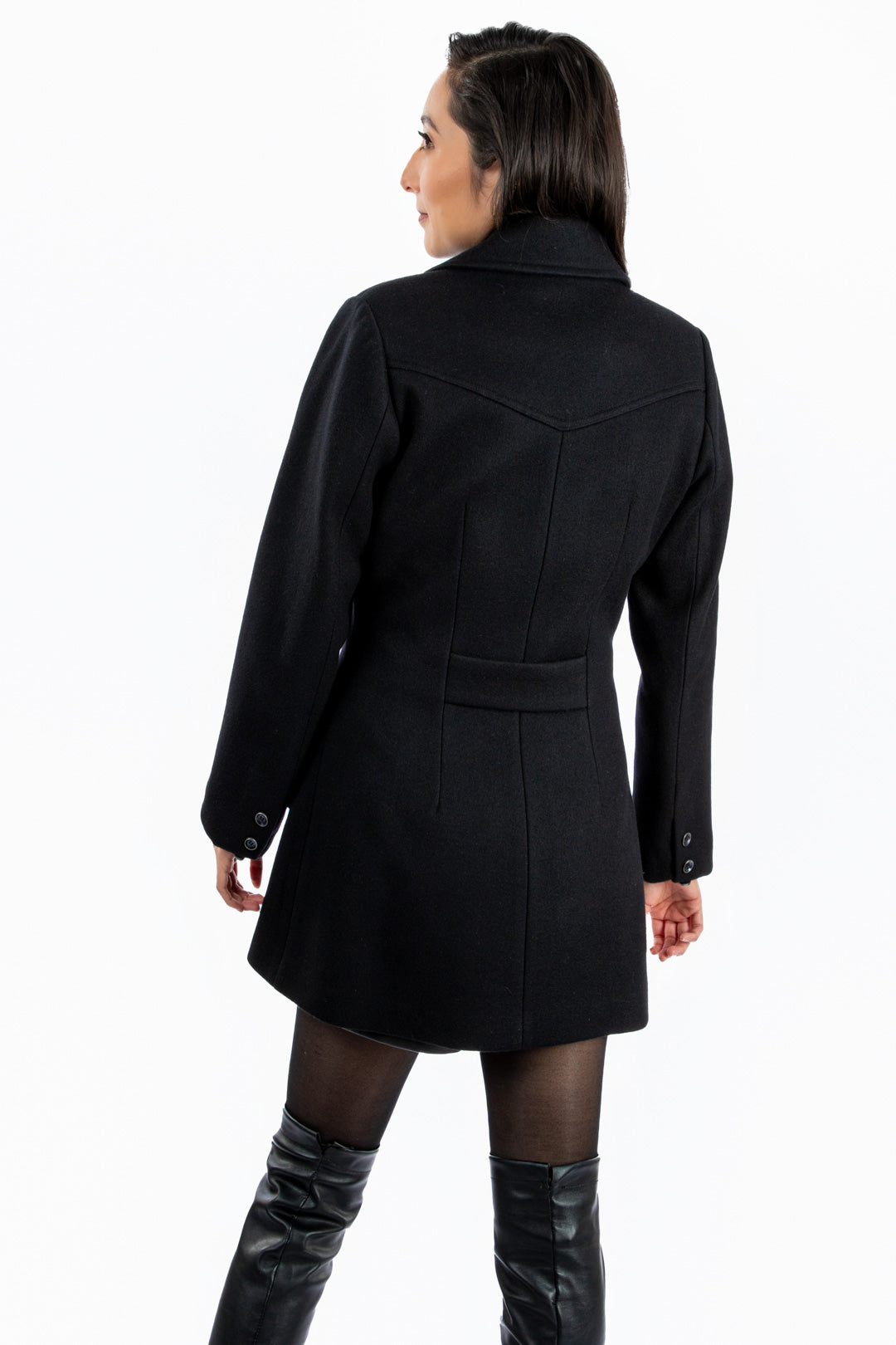 Abrigo Damaris Negro de Lana para Mujer | Elegancia Ejecutiva Telani