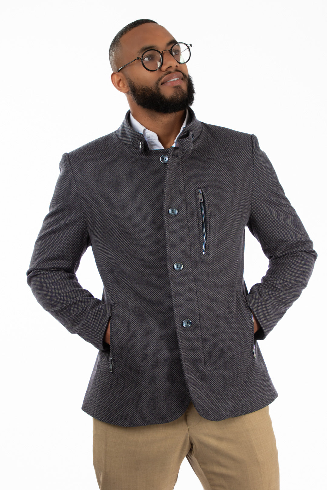 abrigo emiliano gris de lana para hombre vista frontal